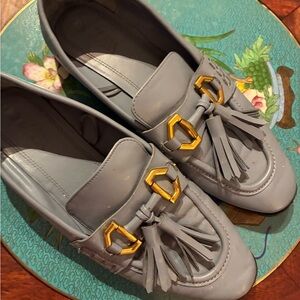 Elegant Blue Zara Loafers with Gold Accents size 39